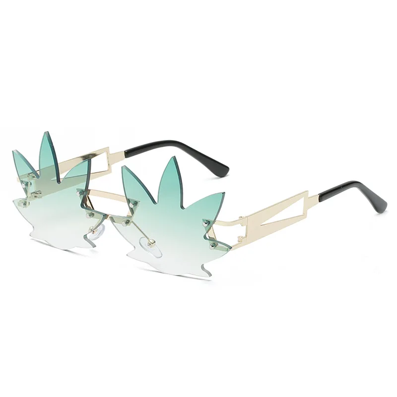 Fashion Rimless Sunglasses Women Vintage Unique Maple Leaf Shape Steampunk Sunglasses Female Gafas Shades UV400 Feminino