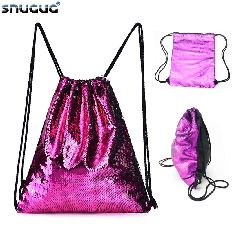 Женский рюкзак для фитнеса водонепроницаемый с блестками и кулиской