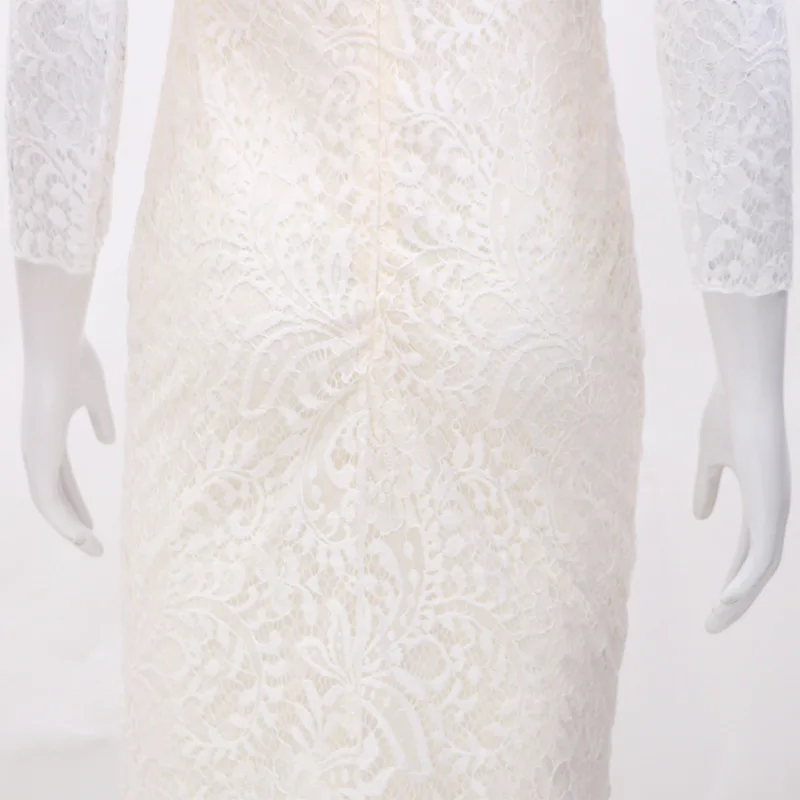 BacklakeGirls-vestido de novia de manga larga con cuello Barco, sirena, elegante, sin hombros, de encaje, vestido de novia, Abiti Da Sposa