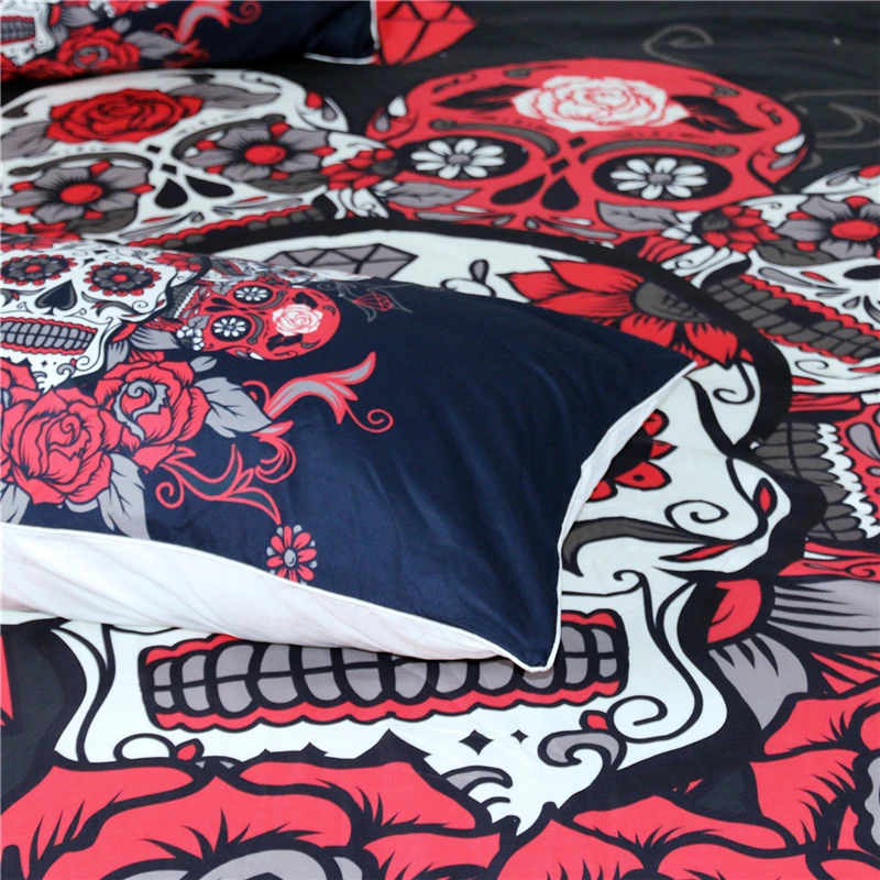 

Halloween Bed Linens Set Adult/kids Red Skull Duvet Cover Bedclothes Pillowcase Digital-printing US Twin Full Queen Bedding Set