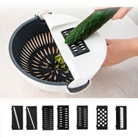 manual vegetable cutter drain basket slicer rotate portable salad grater multi garlic crusher kitchen accessories tools