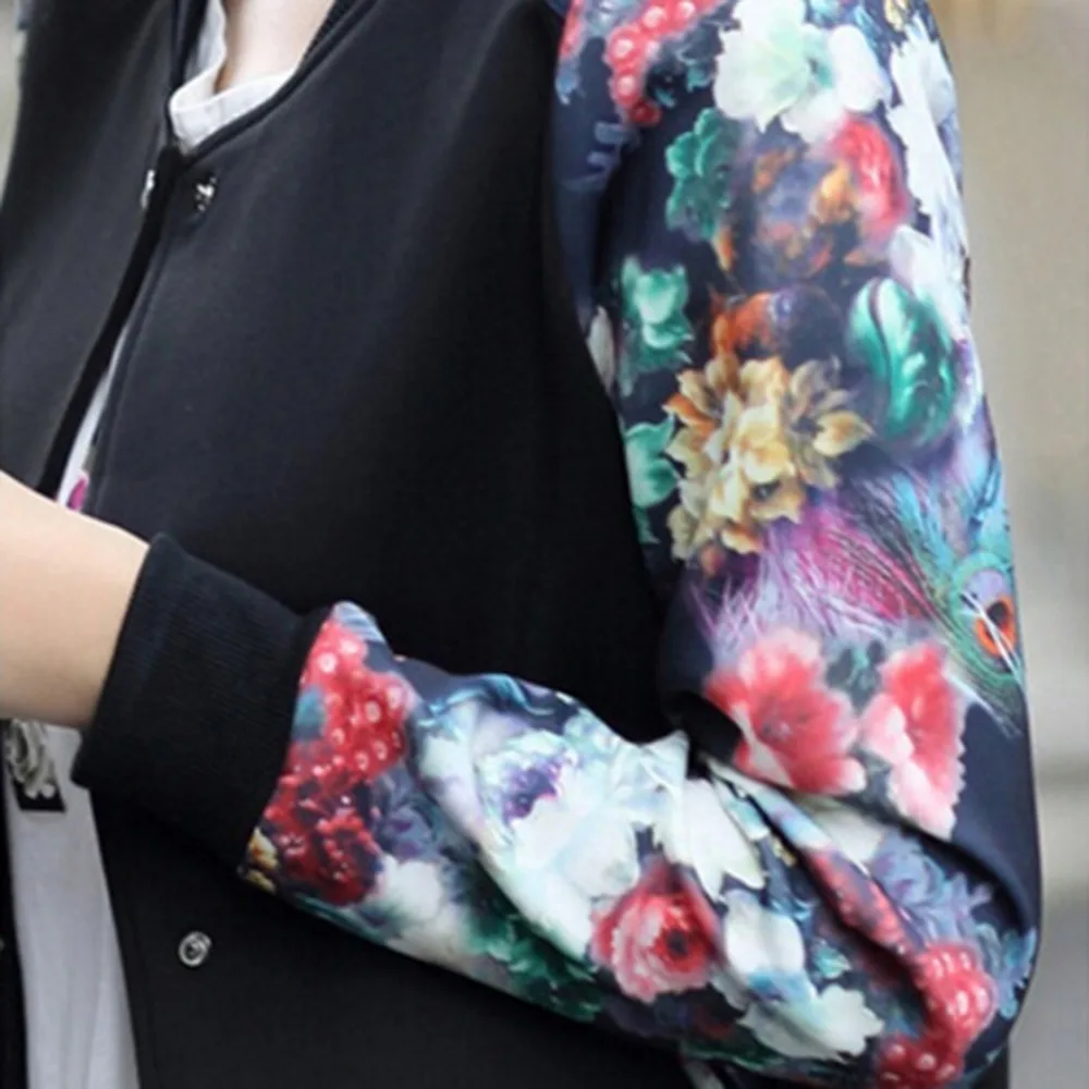 

2021 Women Jacket Brand Tops Flower Print Girl Plus Size Casual baseball Sweatshirt Button Thin Bomber Long Sleeves Coat Jackets