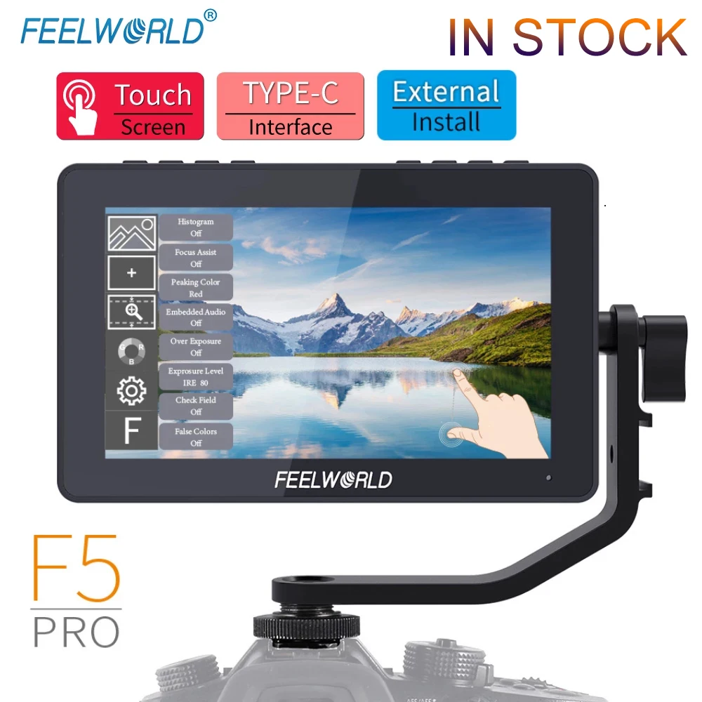 

FEELWORLD F5 Pro 5.5 Inch on DSLR Camera Field Monitor Touch Screen IPS FHD1920x1080 4K HDMI Video Focus For Gimbal Stabilizer
