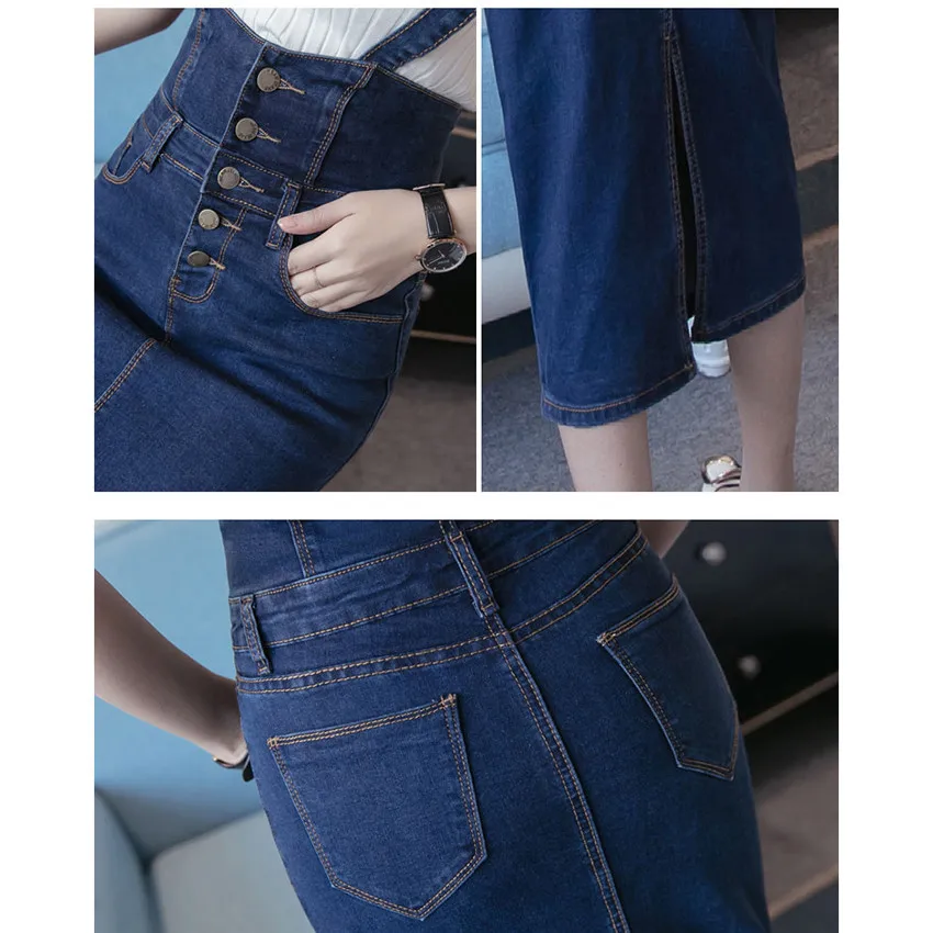 

Summer Denim Sundress Women Sexy Bodycon Pencil Dress Sleeveless Suspenders Dresses Plus Size Vestidos De Mujer 2021
