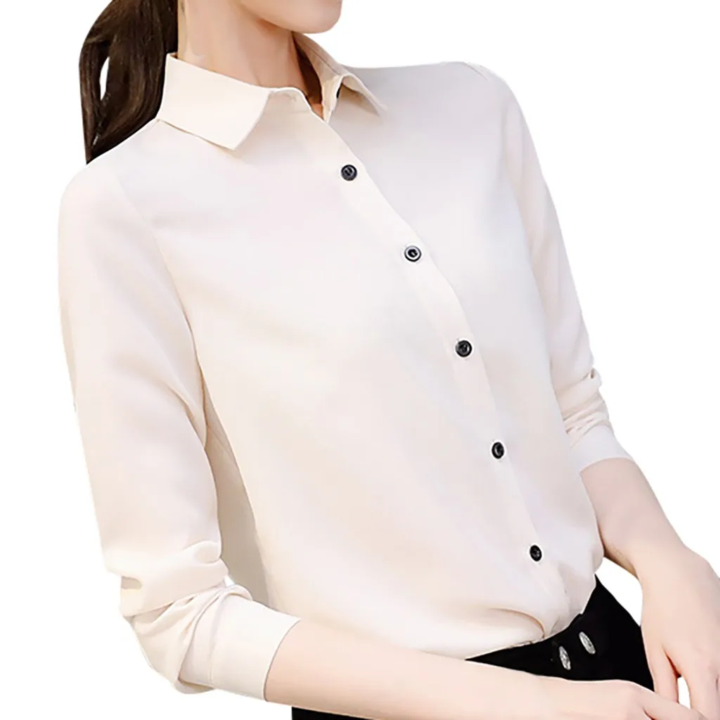 Женская Деловая блузка с отложным воротником Однотонная рубашка зеленого