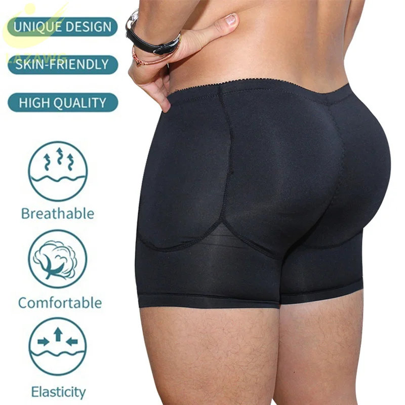 LAZAWG Mens Shaper Butt Lifter Boxer Hip Padded Wasit Tummy Control Slimming Shapewear  Shorts Underwear Body Shaper Butt Pad