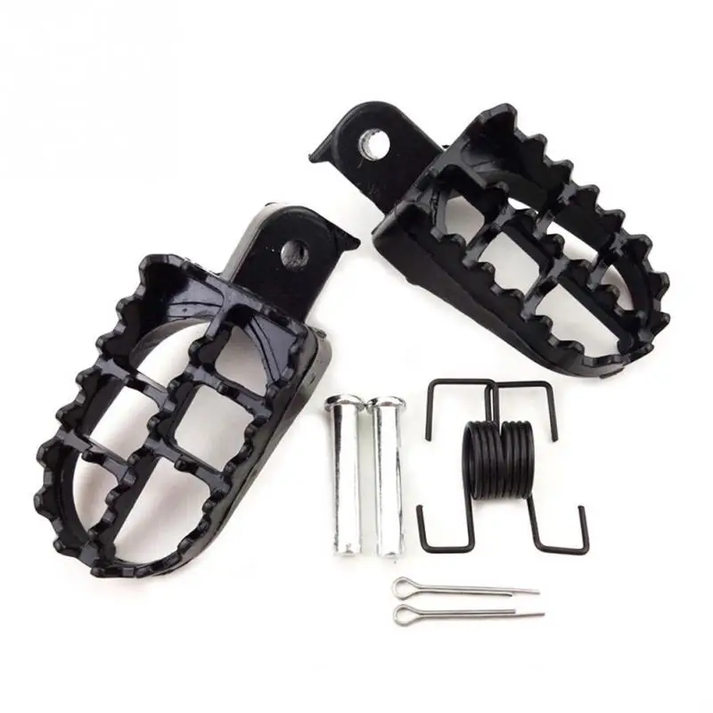 

New 2PCS Footrests Foot Pegs Motorcycle Irony Wide Motocross Black Aluminium Pads