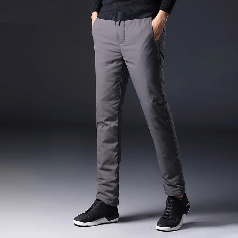 

Winter Mens 90% White Duck Down Pants High Quality Slim Straight Snow Pants Warm Down Padded Trousers Male Outerwear