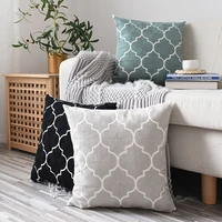 grey black blue cushion cover pillowcase canvas cotton square embroidery pillow cover 45x45cm home decor