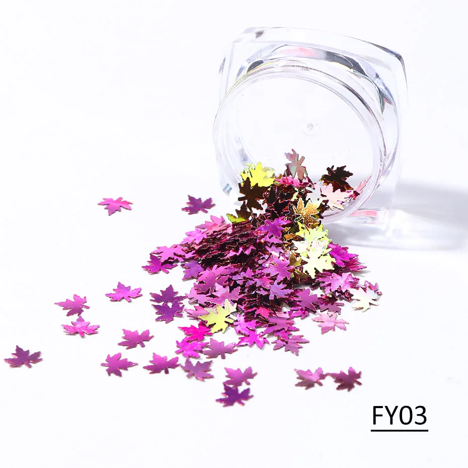 FY03 1 коробка Хамелеон Блестки для нейл Арта(искусство украшения ногтей) Градиент кленовый лист ногтей блеск хлопья голографическая многоцветный осень блестка Декор SAFY01-05-2 - Цвет: FY03