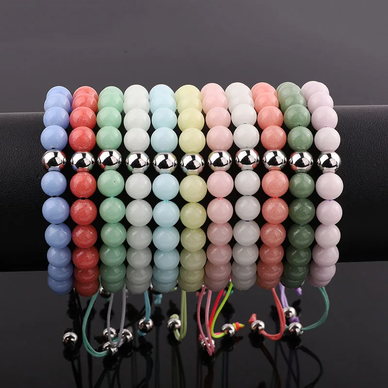 

New Arrival Fluorescent Glow Light Stone Beads Braided Macrame Bracelet Jewelry For Women