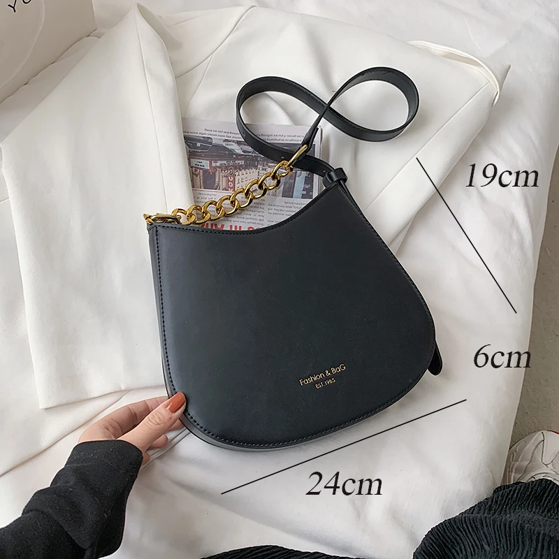 

Half Moon Shoulder Bag PU Leather Fashion Purses and Handbags Luxury Desigher Chain Cross Body Bag Woman High Quality Sac A Main