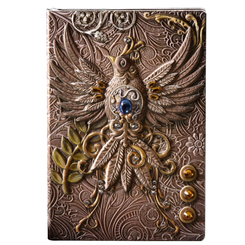 

Phoenix PU Cover Hardcover Handcraft Journal Embossed Gift Writing Pads Notebook Home School Travel Diary Retro