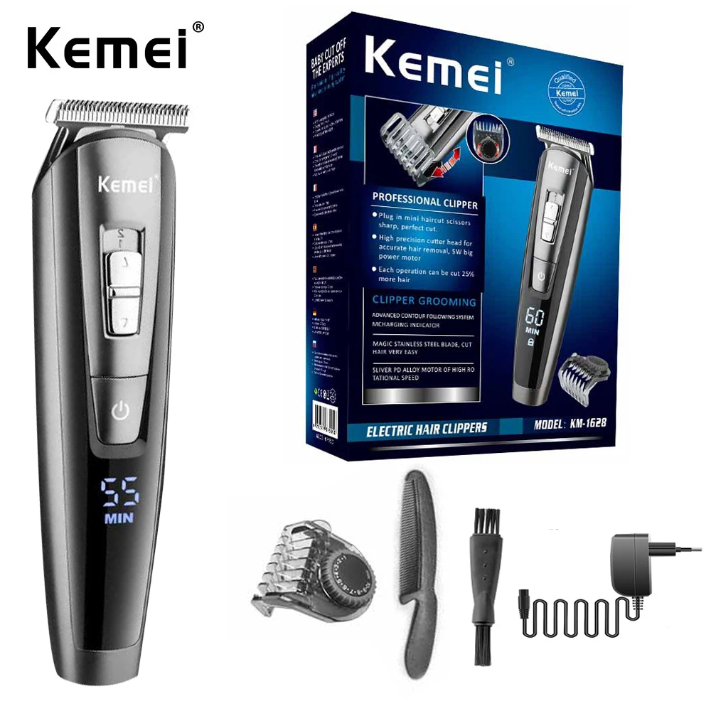 

Машинка для стрижки волос Kemei, профессиональная машинка для стрижки волос и бороды, триммер для мужчин, Парикмахерская, электрическое брить...