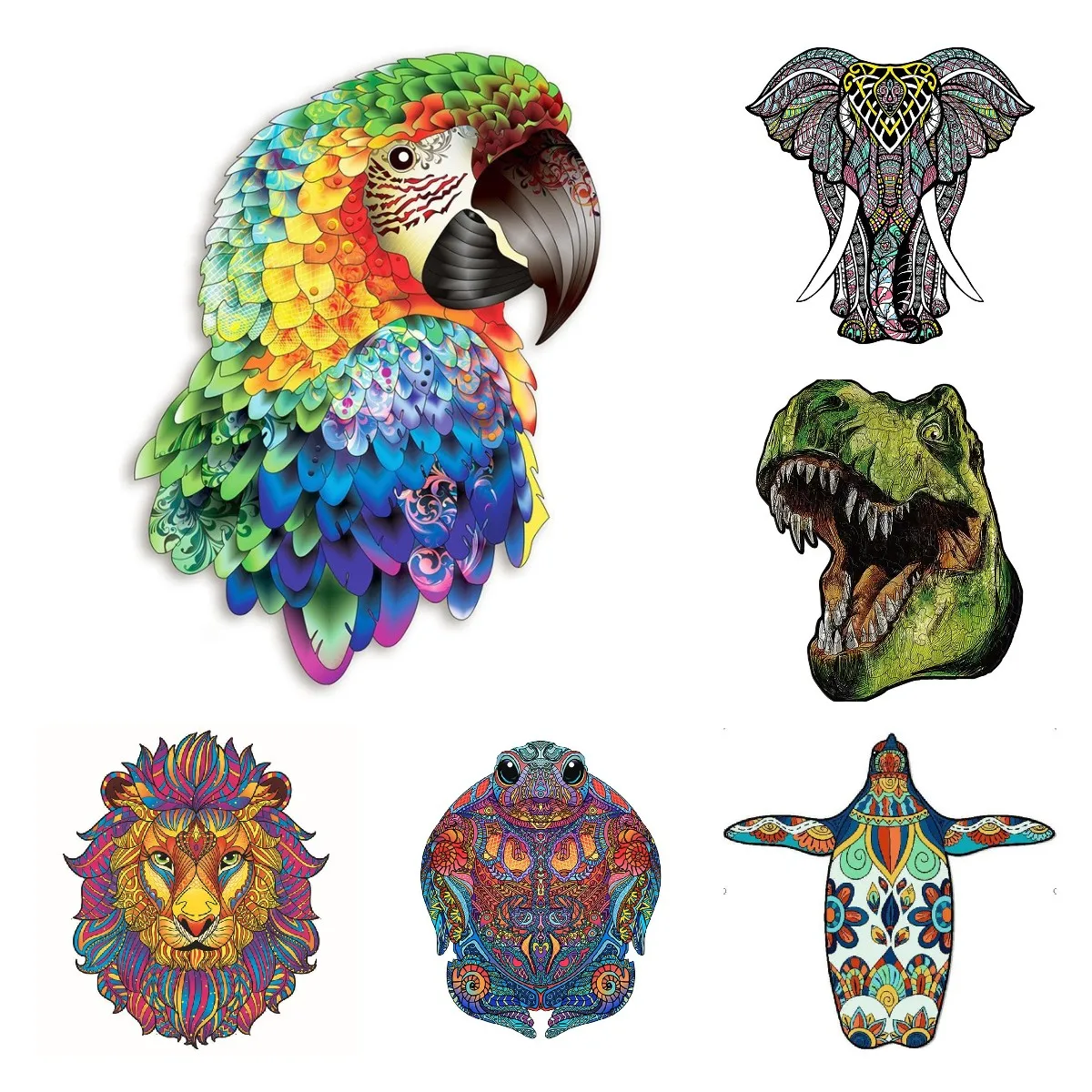 

DIY Wooden Jigsaw Puzzle Parrot Animal Shaped Puzzles Board Set for Adults Educational Toys for Children Xmas Gifts Home Decor