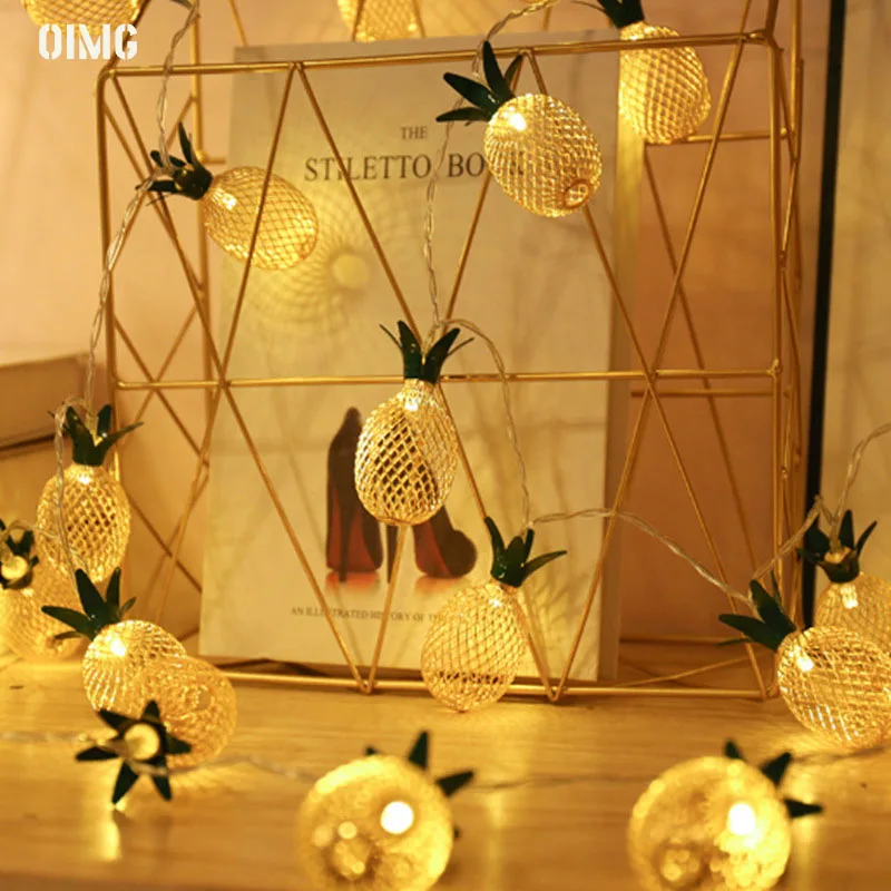 

10-20 LED Pineapple Fairy Lamp Lights String Light Warm Light Garland Christmas Party Bedroom Decoration USB/Battery Powered