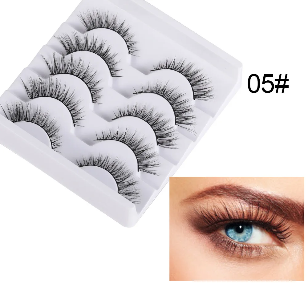 

Fashion 5 Pairs 3D Mink Lashes Natural False Eyelashes Dramatic Volume Fake Lashes Makeup Eyelash Extension Silk Eyelashes F05