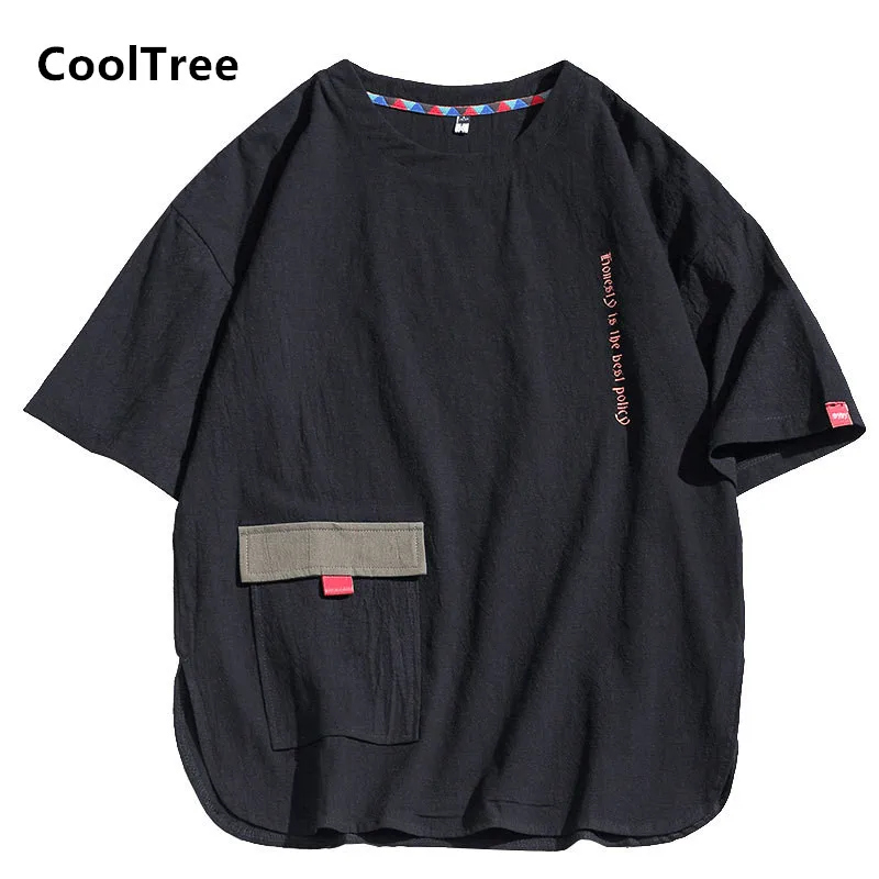 

CoolTree Men Cotton T-shirts Summer Breathable O-neck Solid color T shirts Male Hip Hop Loose Short sleeve Tees Brand Clothing