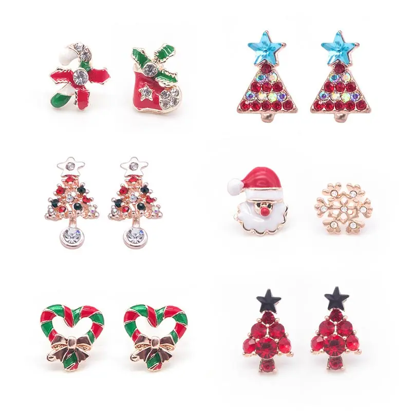 

2021 Trend Santa Claus Snowman Snowflake Earrings for Women Girls Luxury Crystal Rainbow Women's Earring Christmas Jewelry Gifts