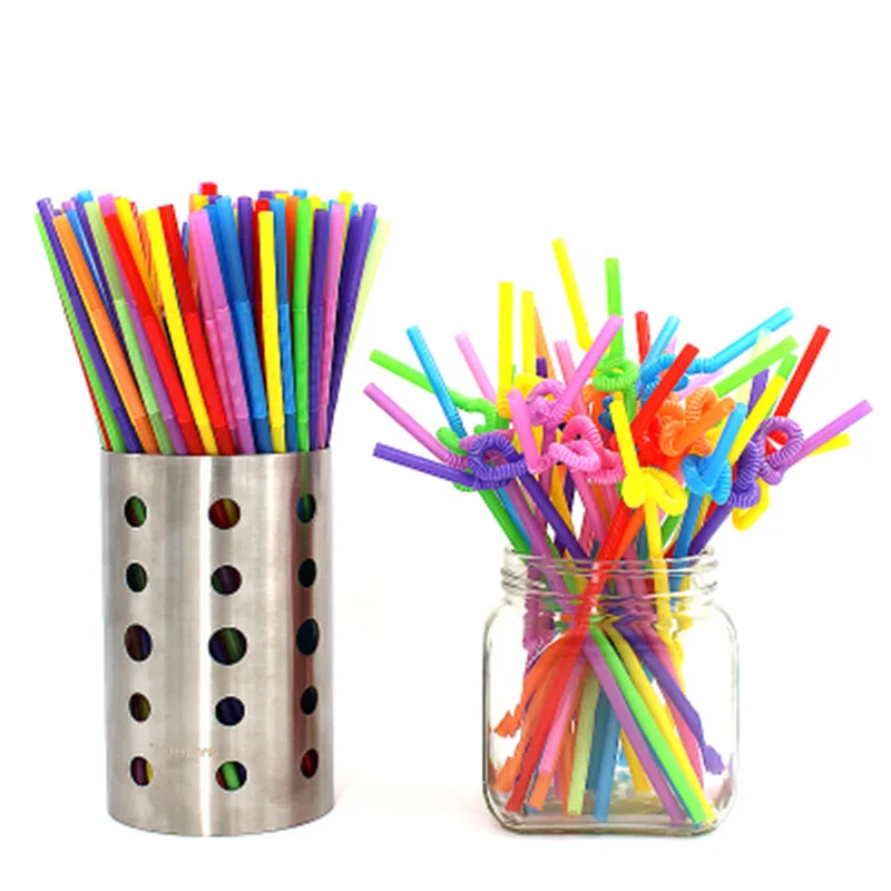 

Color straw long elbow juice drink 100 kindergarten blow painting children's DIY handmade materials creative tools