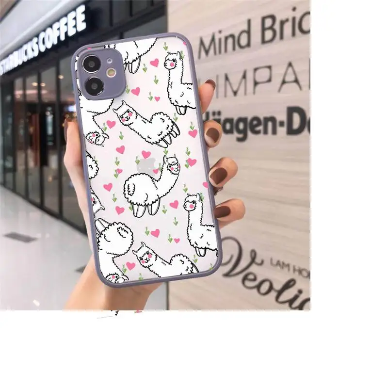 

Lovely cartoon animal Alpaca Phone Cases matte transparent For iphone 7 8 11 12 plus mini x xs xr pro max cover