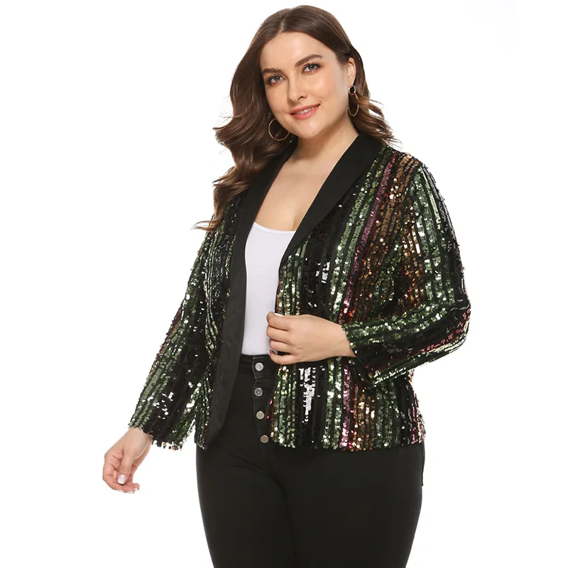 

Sequin Blazer Women Ladies Blazer with Sequin Big Larger Size Oversized Plus Size 4xl 5xl Glitter Blazer Feminino Sexy Clubwear
