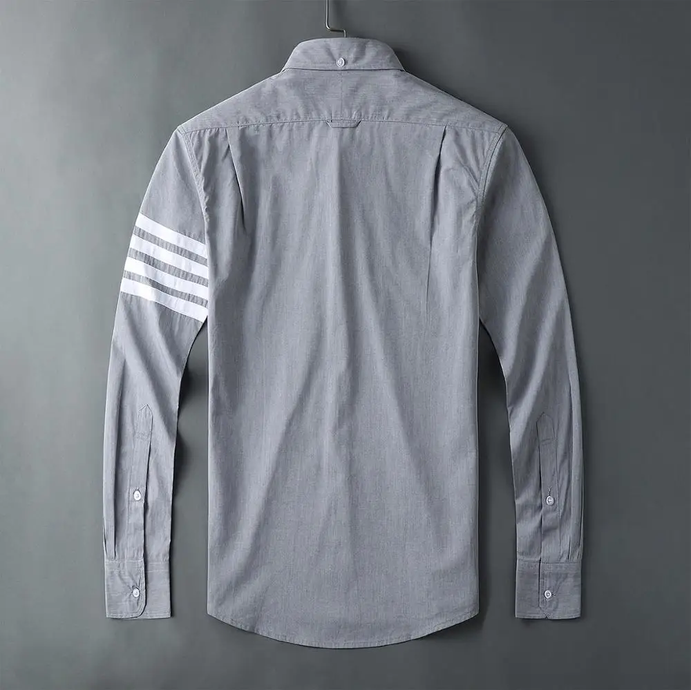 

19ss Men Oxford New Classic White stripe Fashion Cotton Casual Shirts Shirt high quality Pocket long-sleeves Top M 2XL #M50