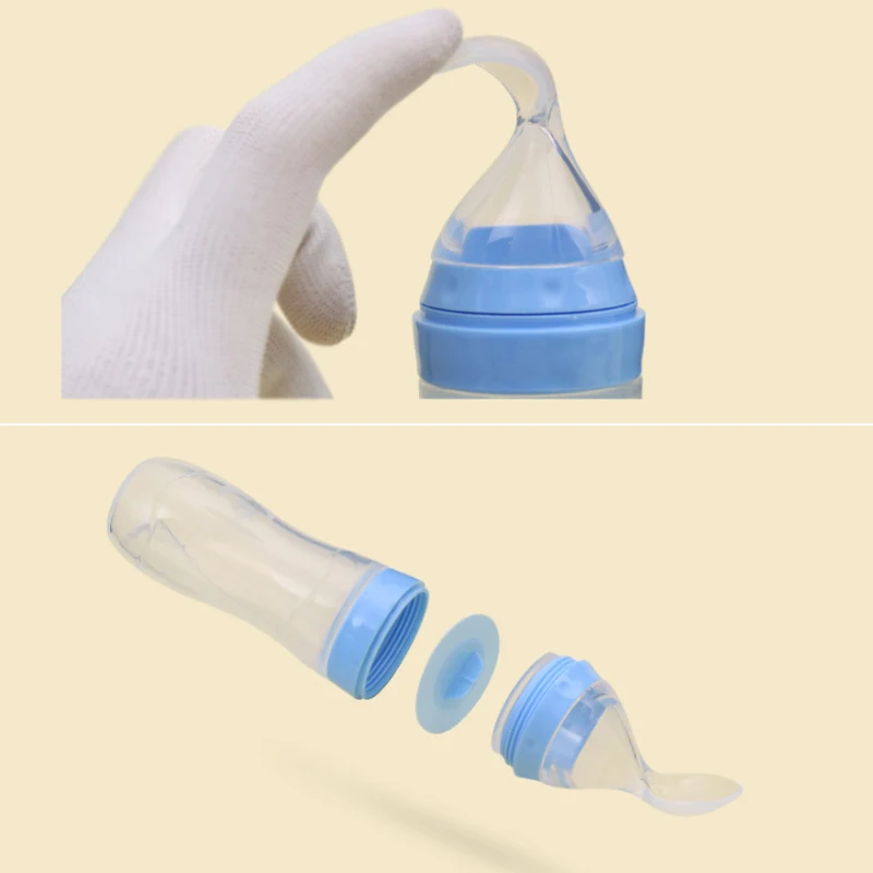 120ml силиконовая детская бутылочка для кормления с ложкой новорожденных малышей