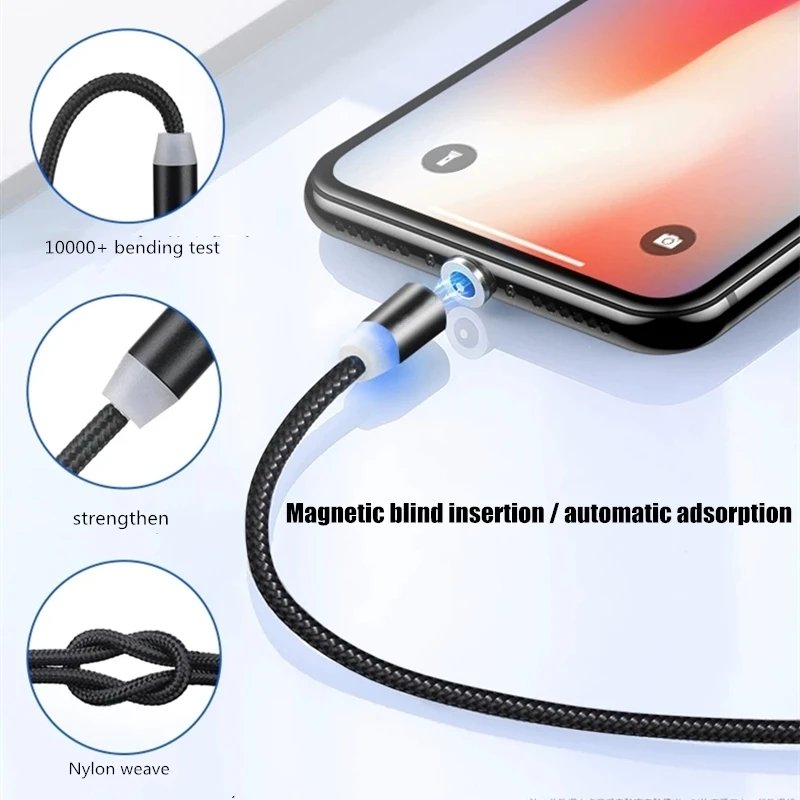 Магнитный USB кабель для зарядки и передачи данных для type-C IOS iPhone Android Micro USB кабель для быстрой зарядки и синхронизации данных для смартфонов