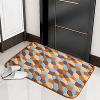 embossed bathroom mat bathtub side carpet non slip absorbent bathroom doormat soft coral velvet offset print bathroom accessory