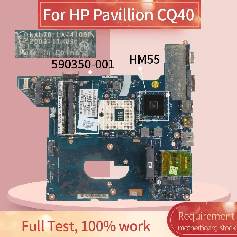 590350-001 590350-001  Laptop motherboard For HP Pavillion CQ40 Notebook Mainboard LA-4106P HM55