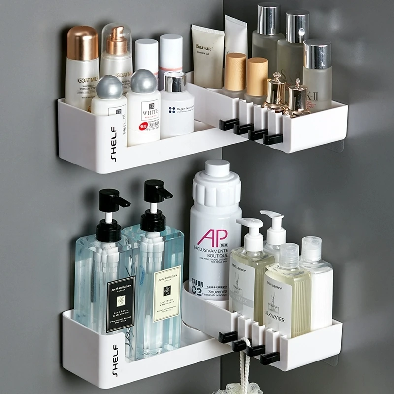 Настенная полка органайзер для ванной комнаты с крючком вращающаяся кухонная