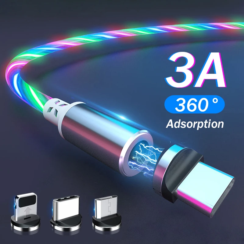 Кабель зарядный Магнитный со светодиодной подсветкой Micro USB 1 м | Мобильные