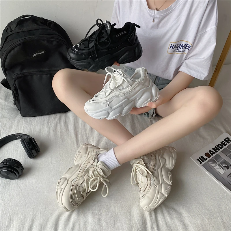 

Autumn Sneakers Women Designer Brand Platform Shoes Leisure White Hight Increasing Ladies Trainers Chunky Vulcanized Shoes Woman