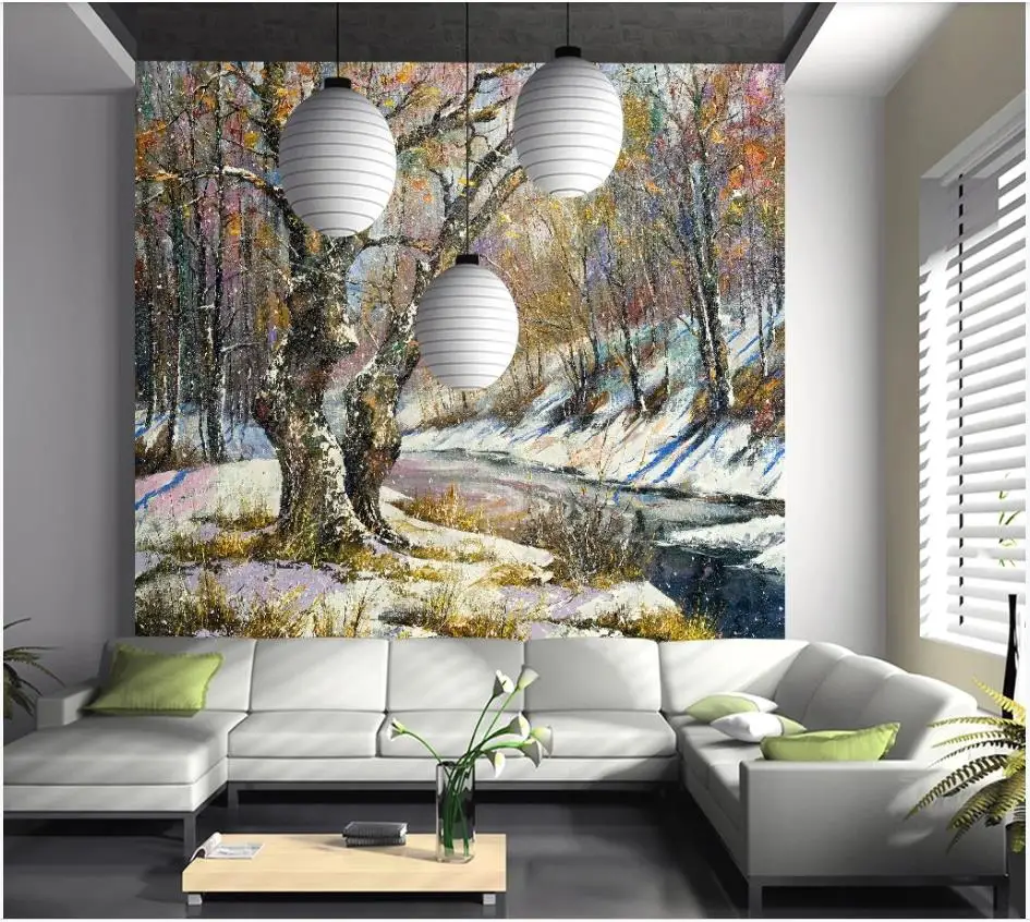 Пользовательские фото обои для стен 3 d красивые Лес Дерево пейзаж картина маслом