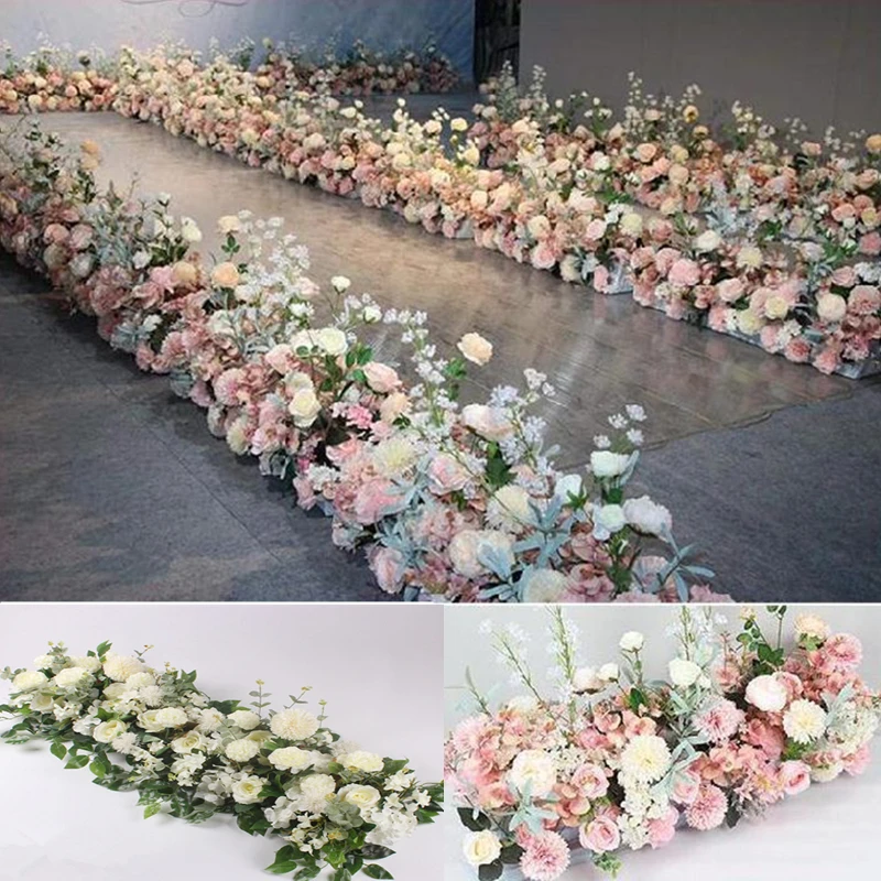 

50/100 см DIY свадебный цветок стены расположение поставки шелк пионы украшения в виде искусственных роз ряд цветов Декор Свадебные железная Ар...