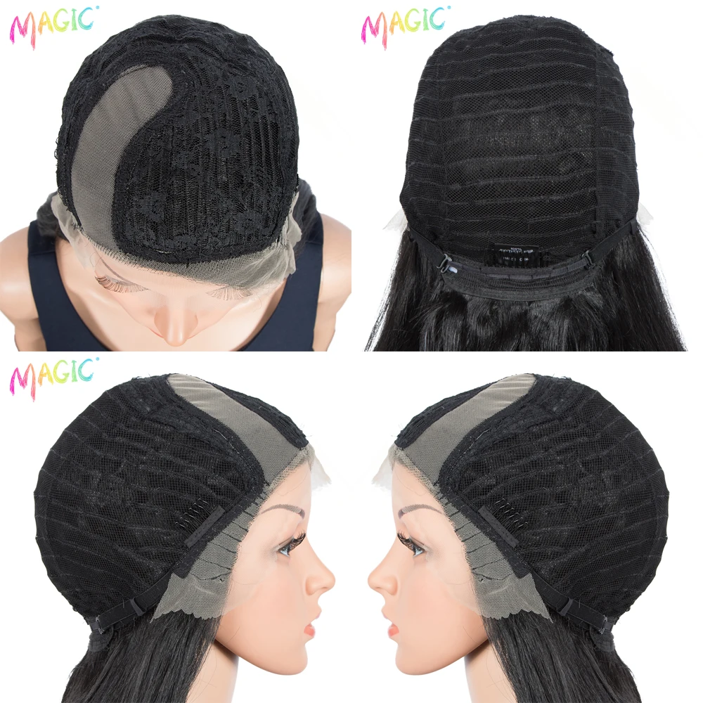 

Magic 36inches Nature Wave Wig Side Part Ombre Black Blonde Wig Synthetic Lace Front Wigs For Black Women Heat Resistant Hair