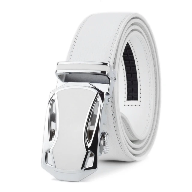 white 4 WOWTIGER, белый, Воловья кожа, натуральная кожа, ремень для мужчин, высокое качество, мужской бренд, трещотка, автоматические роскошные ремни, Cinturones Hombre - Цвет: white 4