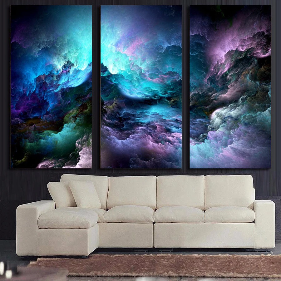 

canvas abstract painting psychedelic art space cloud Picture Posters print HD Printed 3 pieces wall art home decor