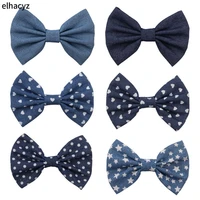 12pcslot new denim canvas hair bow girls solid big bow hair clips for kids boutique hairbow lovely gift diy hair accessories