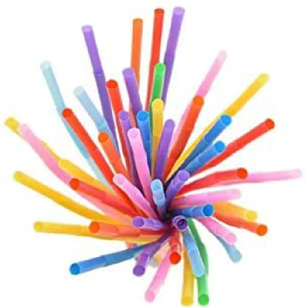 

100 Pcs/Bag Disposable Plastic Straw Color Art Straws Curved DIY Shape Straw PP Elbow Strong And Sturdy
