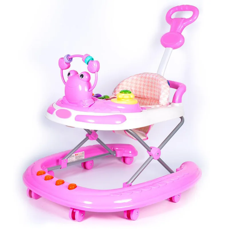 Infant Child Baby Walker Trolley 6/7-18 Months Anti-Falling Multi-functional Folding Scooter with Music Toy Car