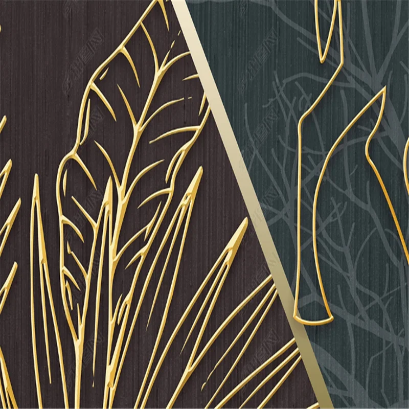 Современная Настенная бумага s для гостиной Минималистичная золотая линия лес