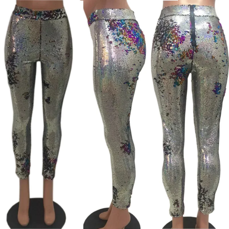 

Jazz Dance Costumes Nightclub Sexy Colorful Sequined Trousers Women Pole Dancing Clothes Pants Dj Ds Leggings Stage Wear DT1240