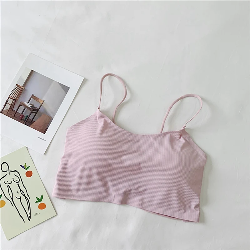 X Women Casual Versatile Sleeveless Thread Cotton Off Shoulder Slim Solid Sexy Strap Top Tube White Black Gray Apricot Pink | Женская