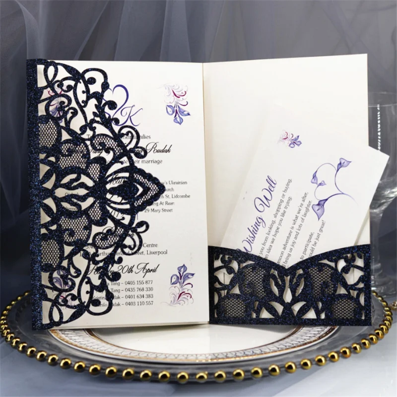 Современная свадебная пригласительная открытка с блестками цветочный Сельский