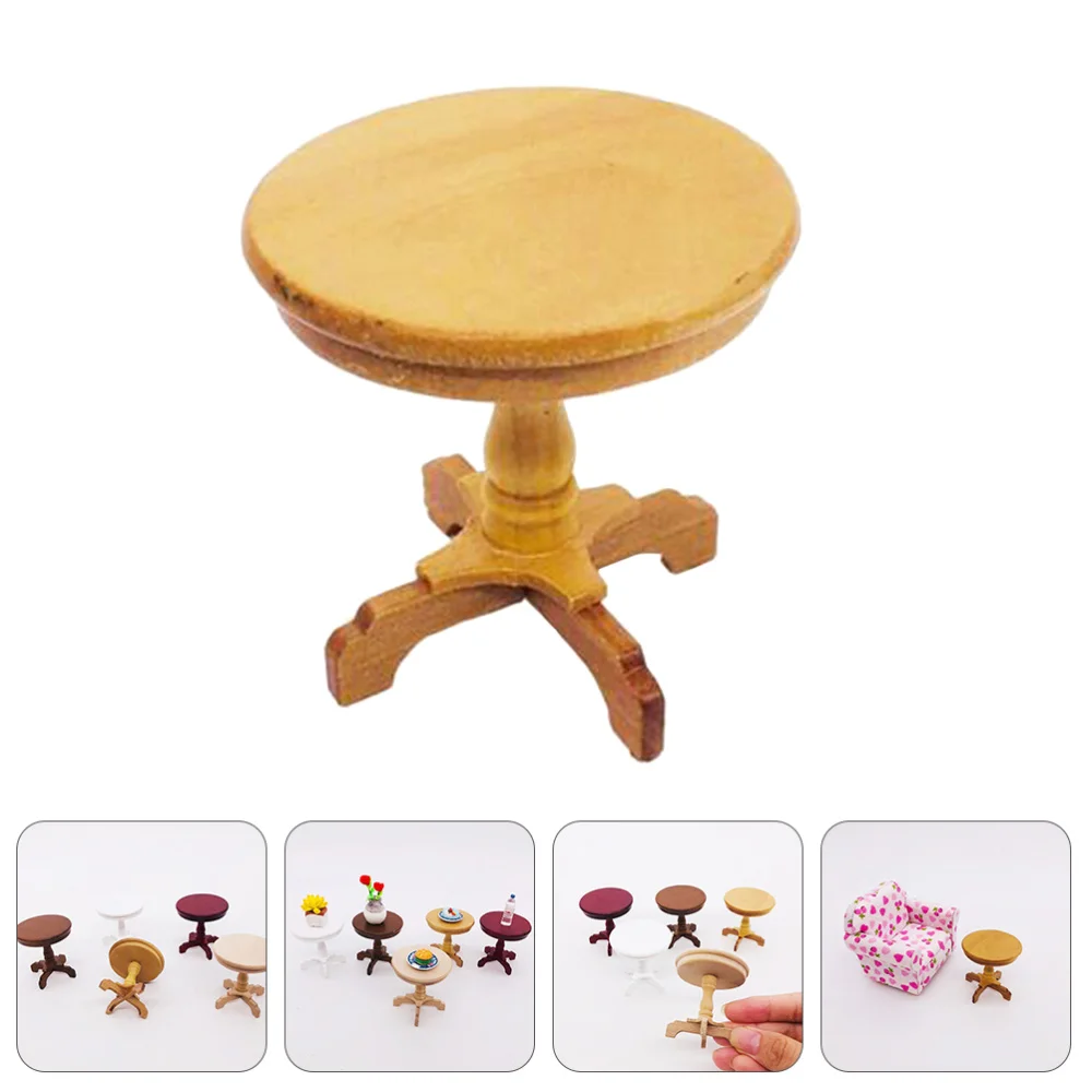 

1Pc Mini Wood Round Table Model Simulation Furniture Ornament Photography Prop