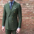 2021 двубортный зеленый для мужчин костюмы Terno Slim Fit Модные вечерние на свадьбу, Блейзер, костюм, смокинг для мужчин формальные костюмы жениха с брюки блейзер