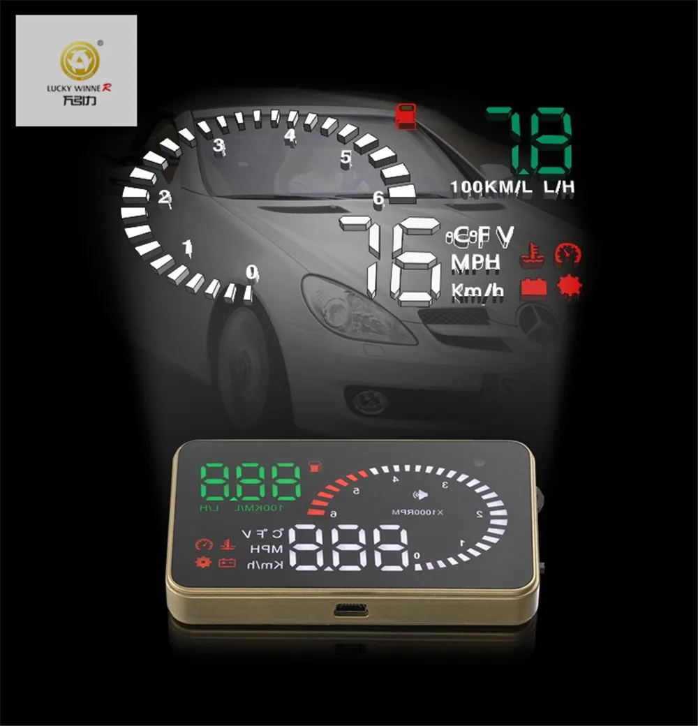 Автомобильный HUD Дисплей OBD2 II EUOBD система Предупреждение о превышении скорости