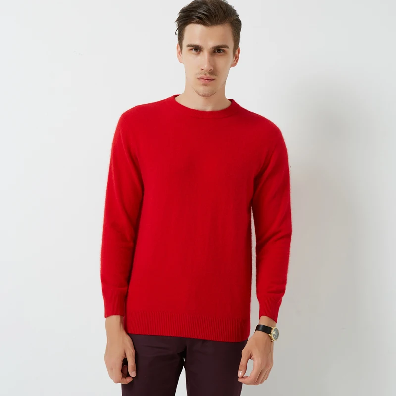 Свитер мужской зимний теплый с длинным рукавом и круглым вырезом | Мужская одежда